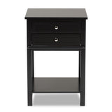 Baxton Studio Willow Modern Transitional Black Finished 2-Drawer Wood Nightstand