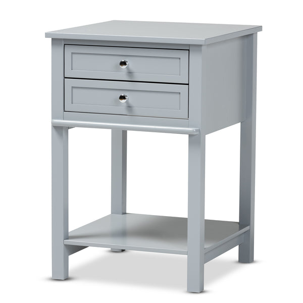 Baxton Studio Willow Modern Transitional Light Grey Finished 2-Drawer Wood Nightstand