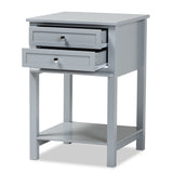 Baxton Studio Willow Modern Transitional Light Grey Finished 2-Drawer Wood Nightstand