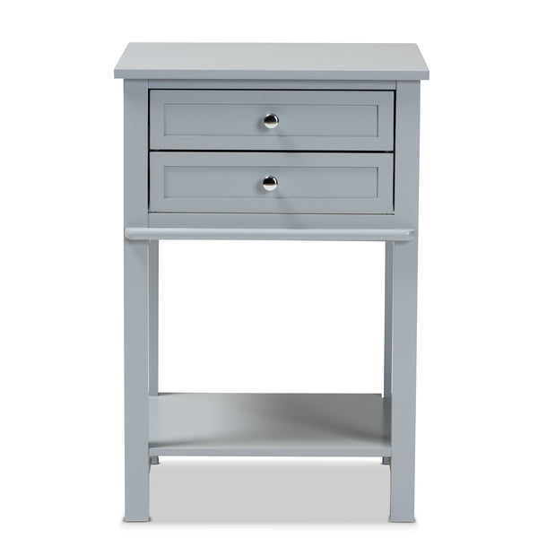 Baxton Studio Willow Modern Transitional Light Grey Finished 2-Drawer Wood Nightstand