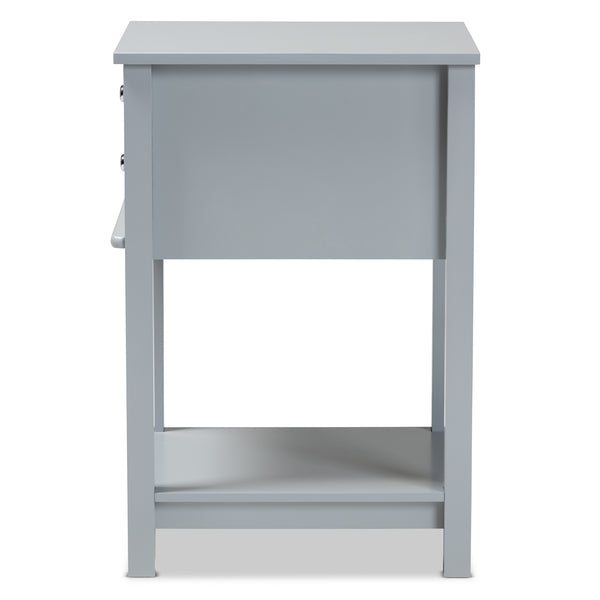Baxton Studio Willow Modern Transitional Light Grey Finished 2-Drawer Wood Nightstand