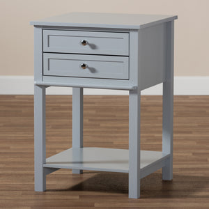 Baxton Studio Willow Modern Transitional Light Grey Finished 2-Drawer Wood Nightstand