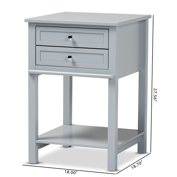 Baxton Studio Willow Modern Transitional Light Grey Finished 2-Drawer Wood Nightstand