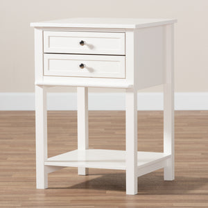 Baxton Studio Willow Modern Transitional White Finished 2-Drawer Wood Nightstand