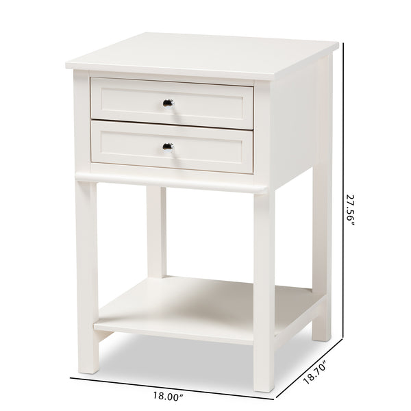 Baxton Studio Willow Modern Transitional White Finished 2-Drawer Wood Nightstand