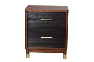 Alpine Furniture Belham 2 Drawer Nightstand 1971-02 Two Tone - Dark Walnut & Black Mahogany Solids & Veneer 21 x 15 x 25