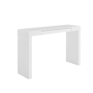 Donald Console Table/Desk in White with One Drawer