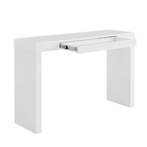Donald Console Table/Desk in White with One Drawer