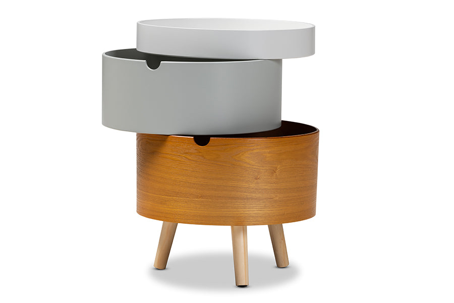 Baxton Studio Elison Mid-Century Modern Multi Color 3-Tier Wood Nightstand