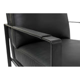 Bettina Lounge Chair in Black Leather with Black Frame