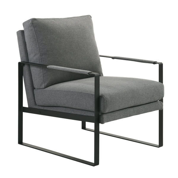 Bettina Lounge Chair in Charcoal Fabric with Black Frame