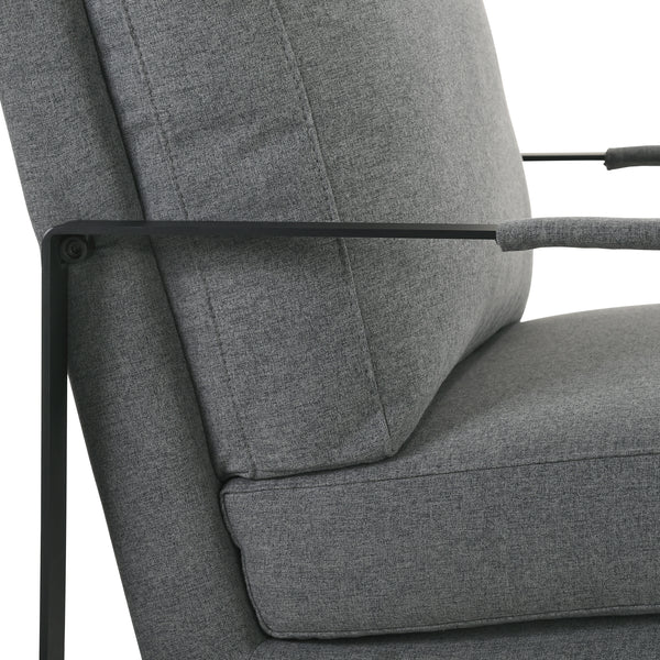 Bettina Lounge Chair in Charcoal Fabric with Black Frame