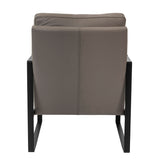 Bettina Lounge Chair in Gray Leather with Black Frame