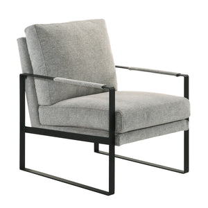 Bettina Lounge Chair in Light Gray Fabric with Black Frame
