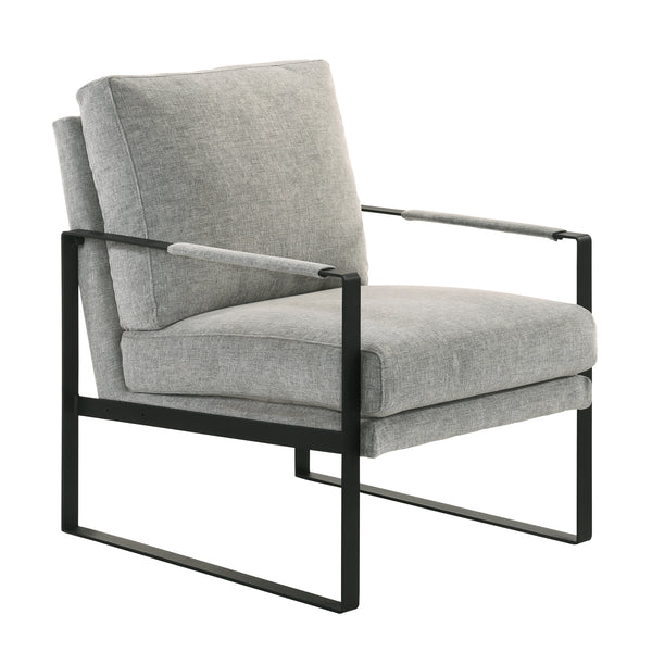 Bettina Lounge Chair in Light Gray Fabric with Black Frame