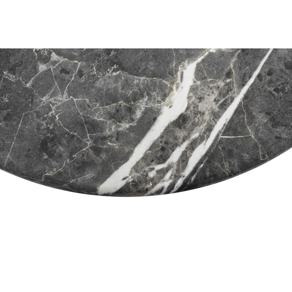 Llona 24" Round Side Table in Black Marble Melamine with Brushed Stainless Steel Base