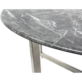 Llona 36" Round Coffee Table in Black Marble Melamine with Brushed Stainless Steel Base