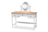Sylvie Classic and Traditional White 3-Drawer Wood Vanity Table with Mirror