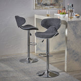 Carlota Modern Adjustable Height 24"-32" Fabric Swivel Barstool, Dark Gray Tweed Noble House