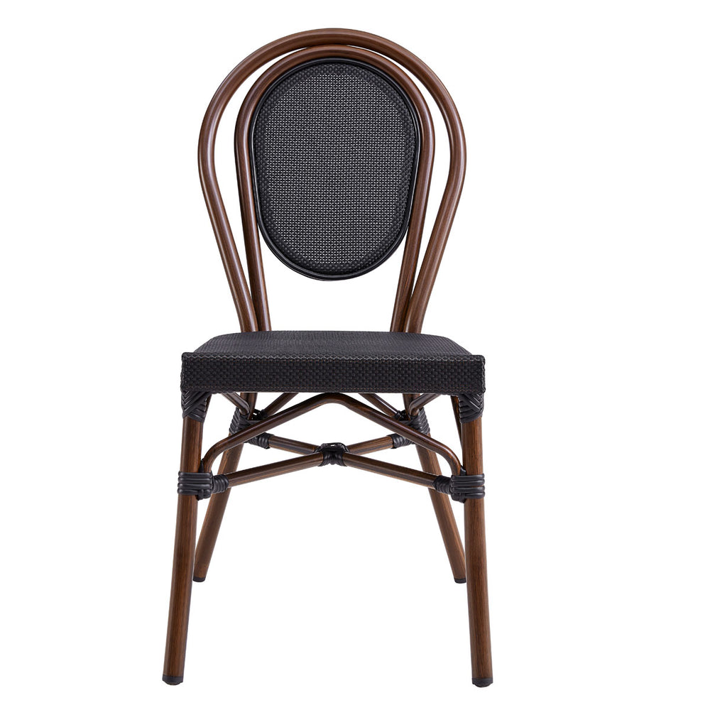 Erlend Stacking Side Chair in Black Textylene Mesh with Brown Frame - Set of 2