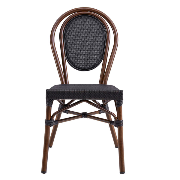 Erlend Stacking Side Chair in Black Textylene Mesh with Brown Frame - Set of 2