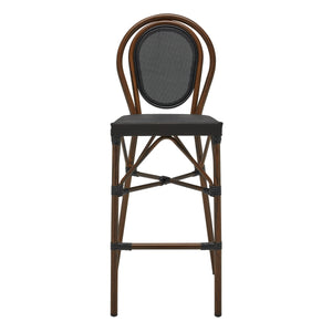 Erlend Bar Stool in Black Textylene Mesh with Brown Frame - Set of 1