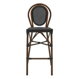 Erlend Bar Stool in Black Textylene Mesh with Brown Frame - Set of 1