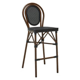 Erlend Bar Stool in Black Textylene Mesh with Brown Frame - Set of 1