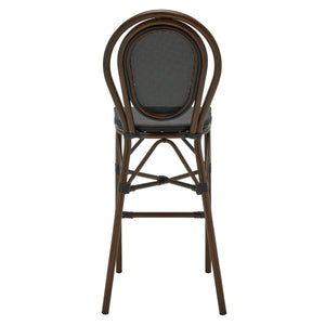 Erlend Bar Stool in Black Textylene Mesh with Brown Frame - Set of 1