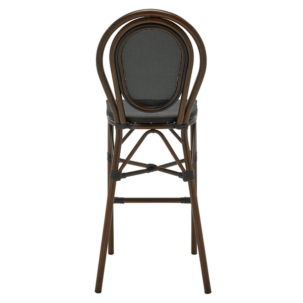 Erlend Bar Stool in Black Textylene Mesh with Brown Frame - Set of 1