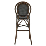 Erlend Bar Stool in Black Textylene Mesh with Brown Frame - Set of 1