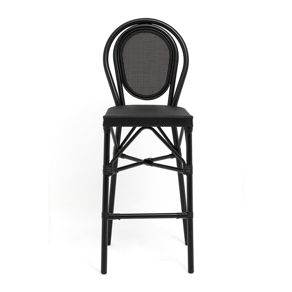 Erlend Bar Stool in Black Textylene Mesh with Black Frame - Set of 1