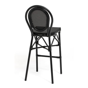 Erlend Bar Stool in Black Textylene Mesh with Black Frame - Set of 1