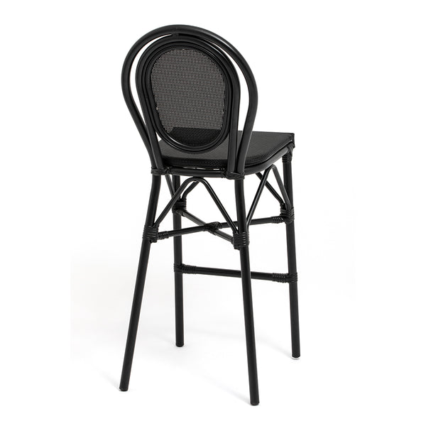 Erlend Bar Stool in Black Textylene Mesh with Black Frame - Set of 1