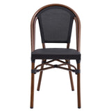 Jannie Stacking Side Chair in Black Textylene Mesh with Brown Frame - Set of 2