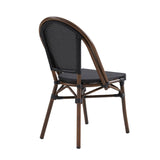Jannie Stacking Side Chair in Black Textylene Mesh with Brown Frame - Set of 2