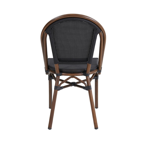 Jannie Stacking Side Chair in Black Textylene Mesh with Brown Frame - Set of 2