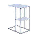 Contemporary 1-shelf Accent Table Chrome and White