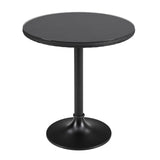 Erlend 30" Round Dining Table has a Tempered Glass Top Over Black Textylene Mesh with Black Column and Base