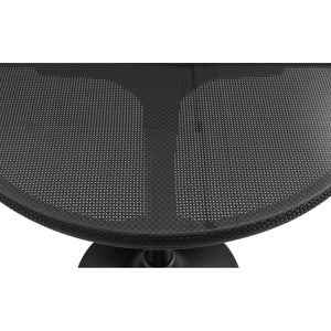 Erlend 30" Round Dining Table has a Tempered Glass Top Over Black Textylene Mesh with Black Column and Base