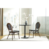 Erlend 30" Round Dining Table has a Tempered Glass Top Over Black Textylene Mesh with Black Column and Base
