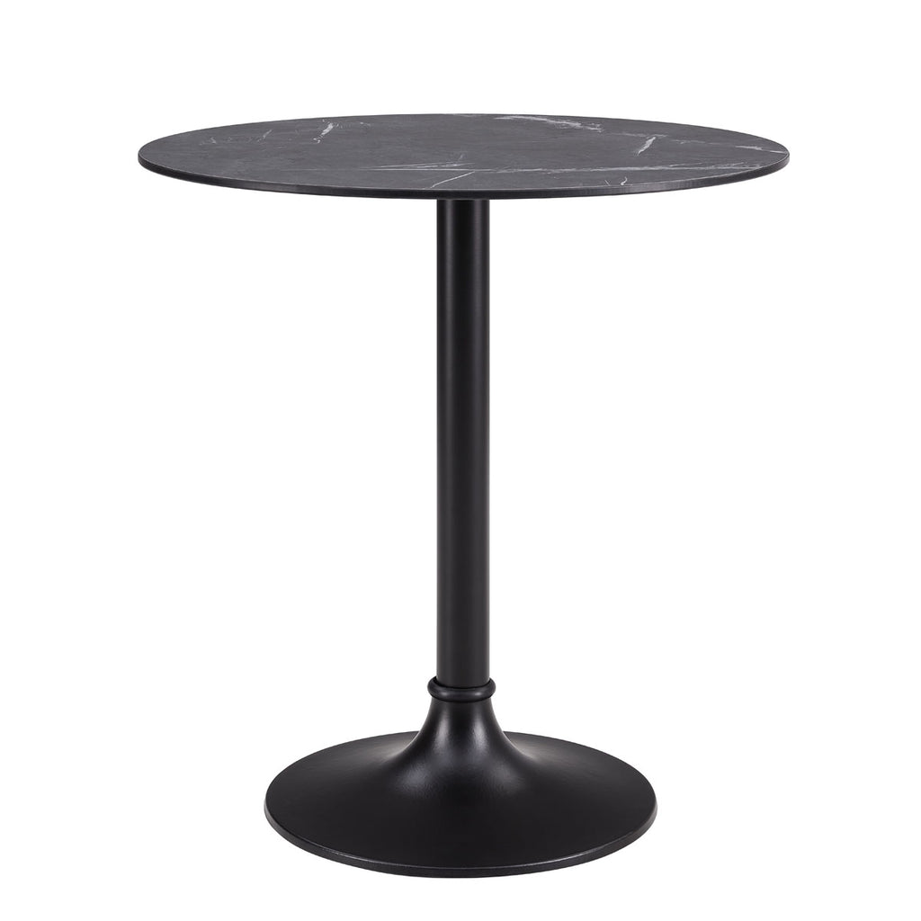 Jannie 30" Round Dining Table in Black with Black Column and Base