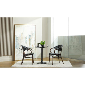 Jannie 30" Round Dining Table in Black with Black Column and Base