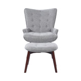 Contemporary Accent Chair & Ottoman Set in Grey Fabric – Mid-Century Modern Style & Comfort