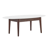 Manon Coffee Table in Matte White with Dark Walnut Legs