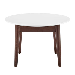 Manon Coffee Table in Matte White with Dark Walnut Legs