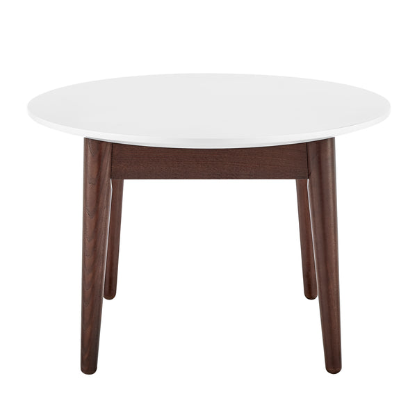 Manon Coffee Table in Matte White with Dark Walnut Legs