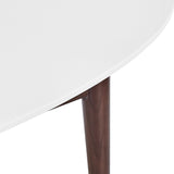 Manon Coffee Table in Matte White with Dark Walnut Legs