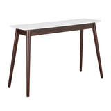 Manon Console Table in Matte White with Dark Walnut Legs