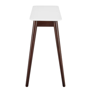 Manon Console Table in Matte White with Dark Walnut Legs